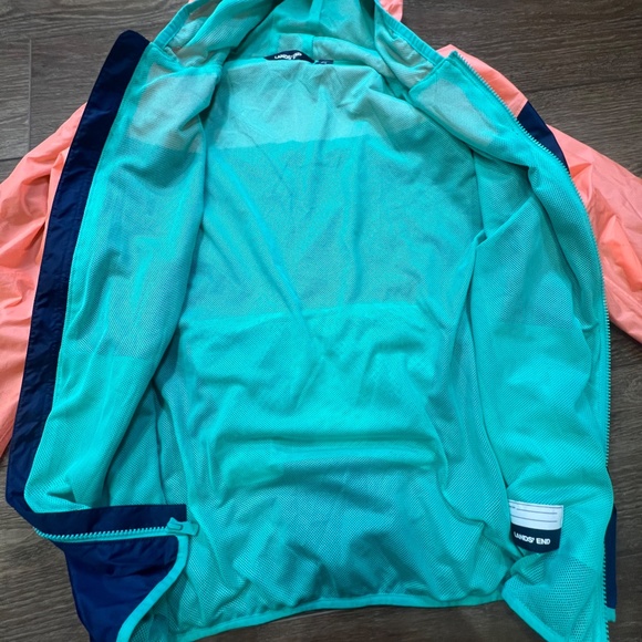 Lands End Kids Packable Rain Jacket, Lightweight, Colorblock, XL, Spring, Hood - Picture 6 of 15